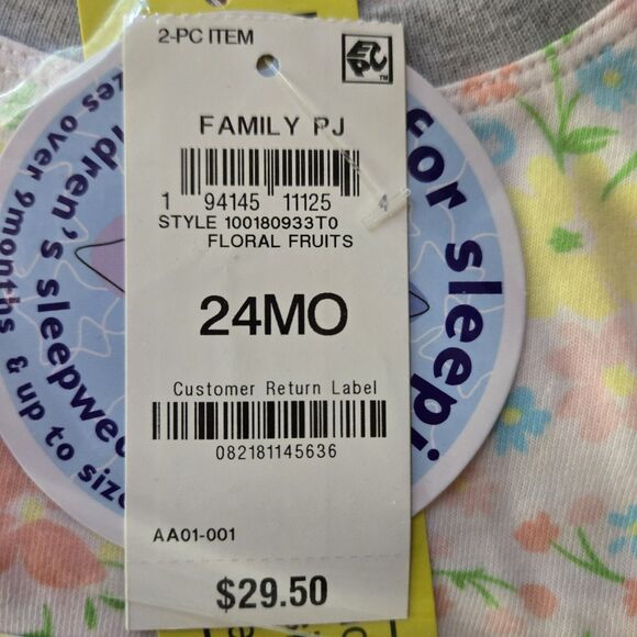 Macy's Family PJs Baby Girl Size 24 Months Floral 2 Piece Pajamas NWT - Picture 6 of 6